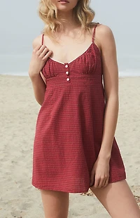 John Galt Burgundy Plaid Embry Mini Dress