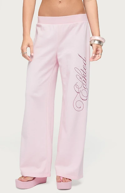 Edikted Studio Rhinestone Logo Sweatpants