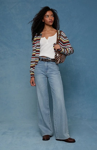 Pacsun Madison High Waisted Girlfriend Jeans Light Blue