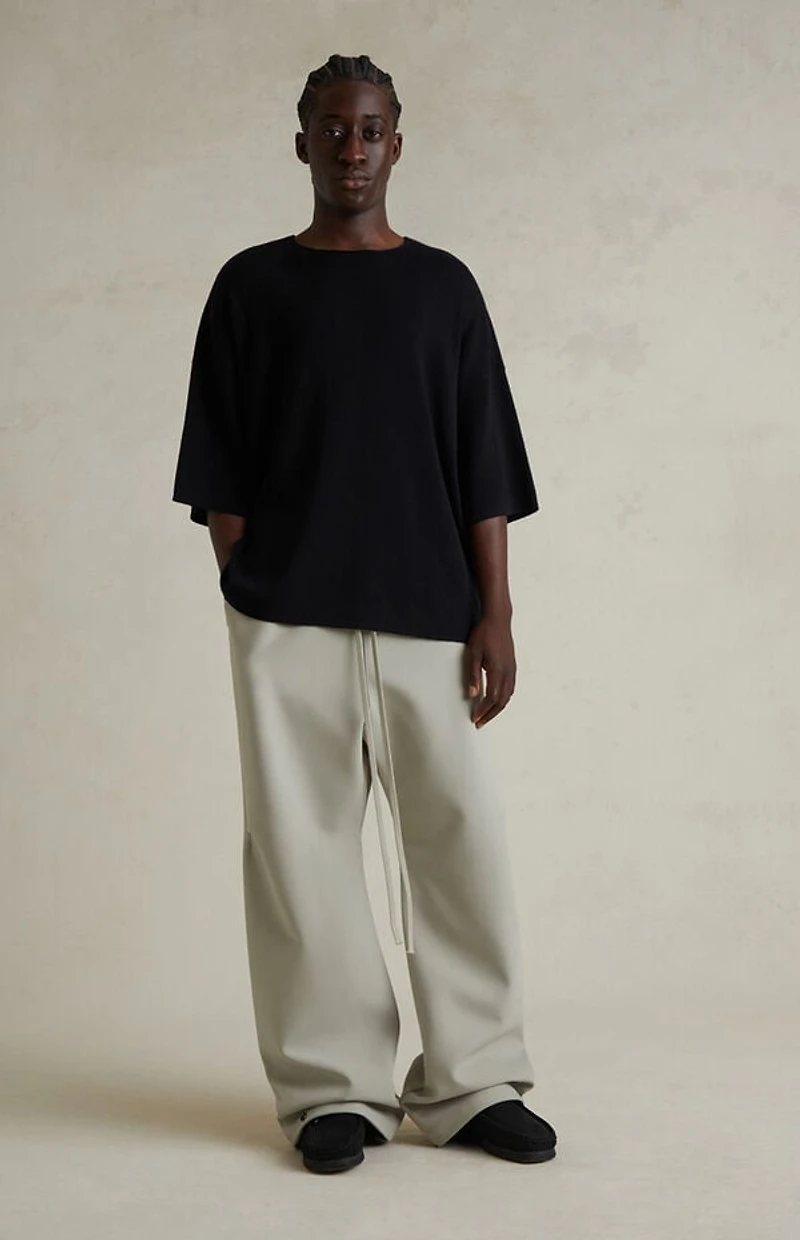 Fear of God ESSENTIALS Jet Black Merino Wool Short Sleeve Knit T-Shirt