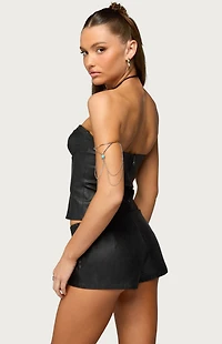 Edikted Jessica Cupped Faux Leather Strapless Top