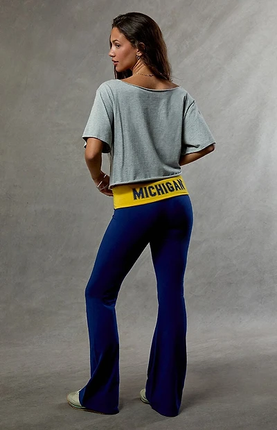 WILD COLLECTIVE Michigan Wolverines Fold-Over Flare Yoga Pants