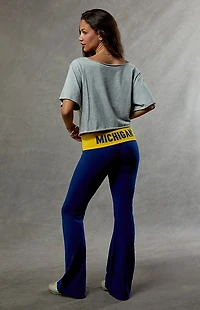 WILD COLLECTIVE Michigan Wolverines Fold-Over Flare Yoga Pants