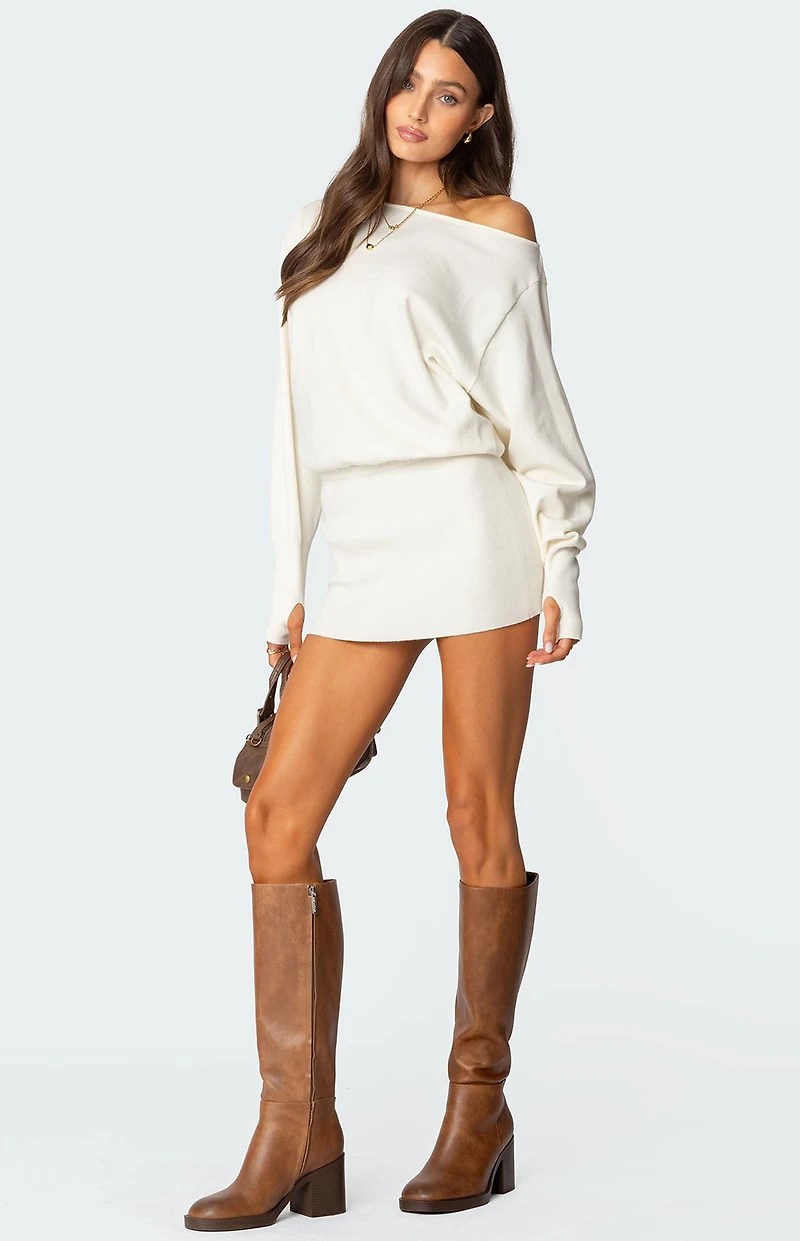 Edikted Eve Off Shoulder Knit Mini Dress
