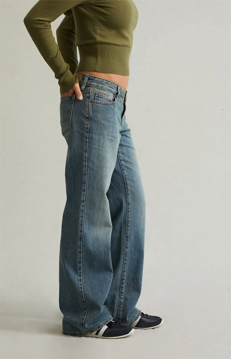 Pacsun Zoe Low Rise Girlfriend Jeans Medium Blue Wash