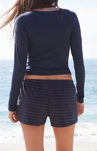 John Galt Blue & Black Striped Keira Shorts