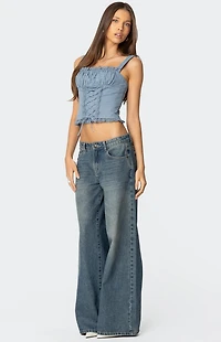 Edikted Juliet Ruched Lace Up Corset