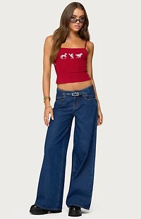 Edikted Edie Belt Detail Low Rise Jeans