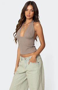 Edikted Mila Plunge Neck Halter Top