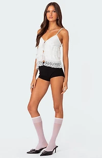 Edikted Lacey Split Front Ruffle Tank Top