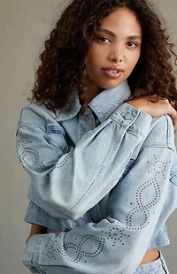 RARE DNM EDIT Studded Cropped Denim Trucker Jacket