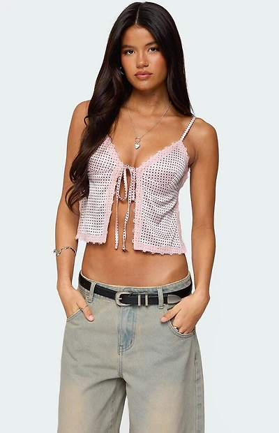 Edikted Backless Satin Effect Polka Dot Top