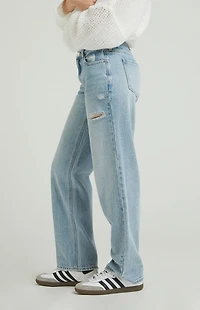 Pacsun Jordyn Light Indigo Ripped Low Rise Straight Leg Jeans
