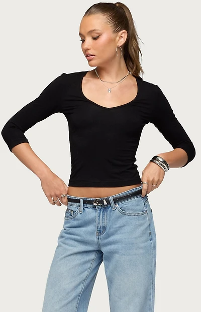 Edikted Jamila Quarter Sleeve Top