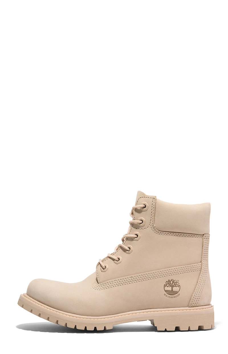 Timberland Women's Beige Premium 6inch Waterproof Lace-Up Boots