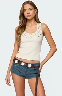 Edikted Shell Button Scoop Tank Top