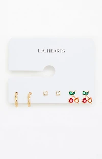 LA Hearts 3 Pack Cherry Earrings
