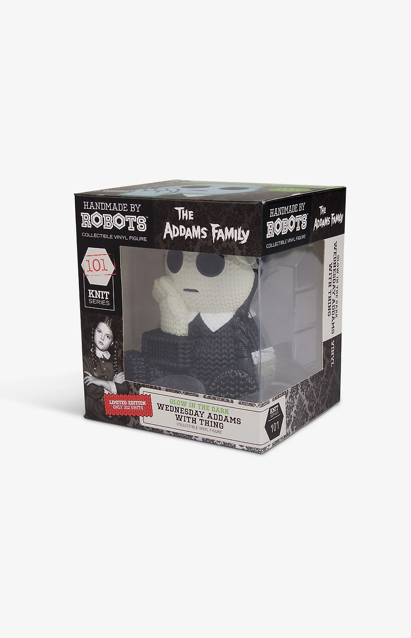 The Addams Family Wednesday Addams With Thing Glow In The Dark 101 Knit Series Vinyl Figure