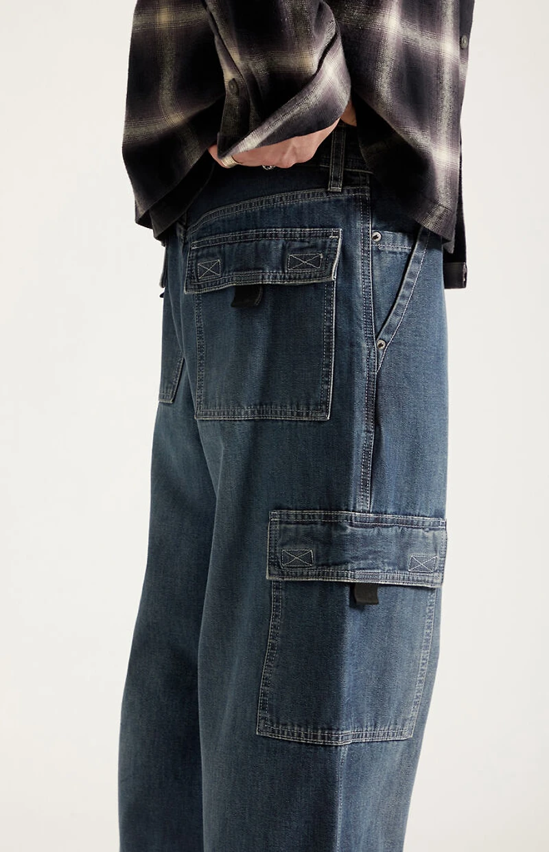 Pacsun Blake Extreme Baggy Jeans Cargo Dark Blue