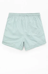 Pacsun Bailey Green Pinstripe 4.5" Swim Trunks