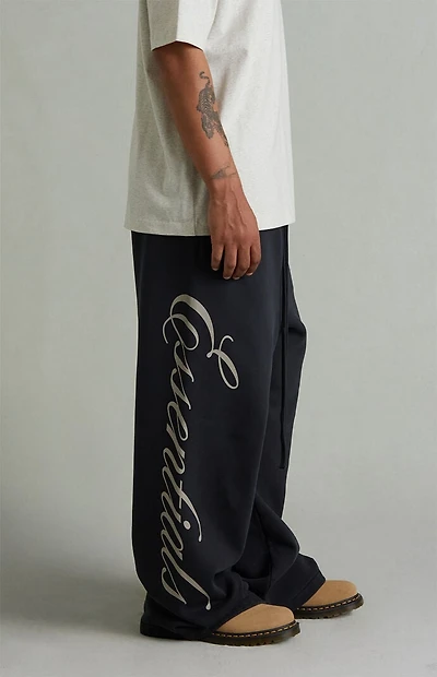 Fear of God ESSENTIALS Vintage Black Script Logo Lounge Fleece Baggy Sweatpants
