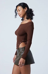 Third Charm Charlotte Long Sleeve Side Button Top