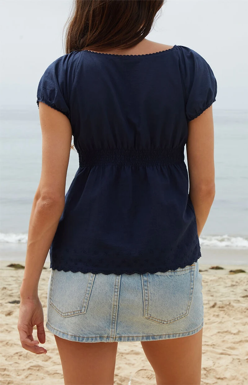 John Galt Blue Blair Short Sleeve Top