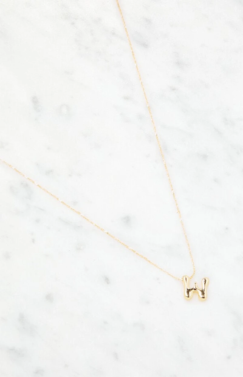 LA Hearts W Initial 14K Gold Plated Necklace