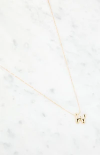 LA Hearts W Initial 14K Gold Plated Necklace