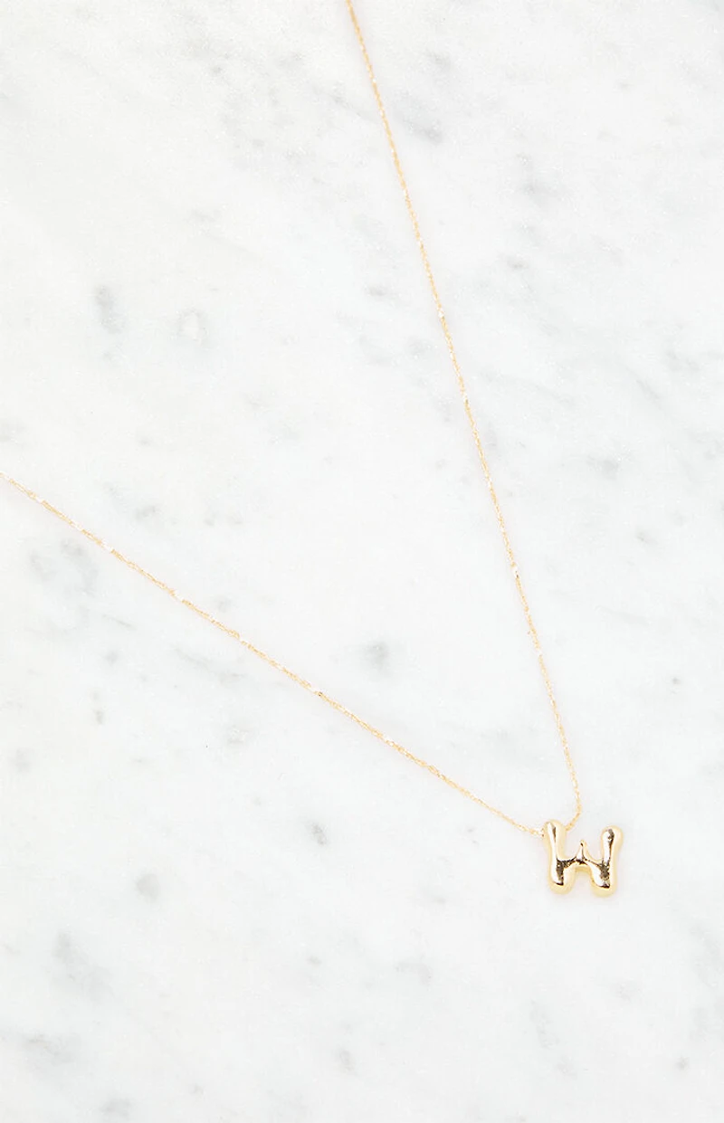 LA Hearts W Initial 14K Gold Plated Necklace