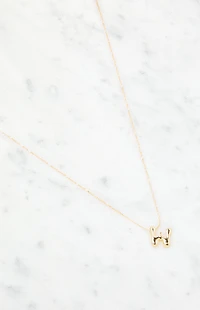 LA Hearts W Initial 14K Gold Plated Necklace