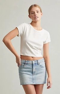 Pacsun Bella Stretch Light Indigo Mid Rise Denim Mini Skirt