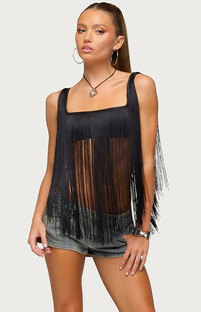 Edikted Eranthe Fringed Cropped Top
