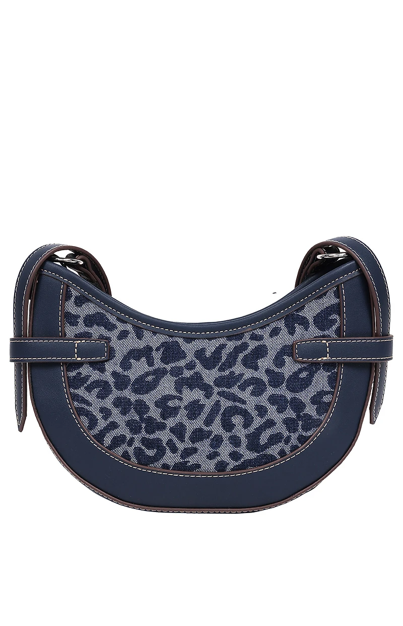 True Religion Blake Leopard Denim Belted Hobo Bag