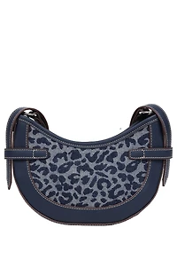True Religion Blake Leopard Denim Belted Hobo Bag