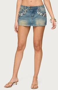 Edikted Mixed Buttons Denim Mini Skort