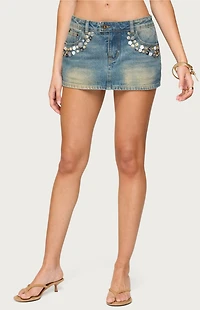 Edikted Mixed Buttons Denim Mini Skort