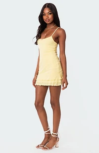 Edikted Pointelle Ruffle Mini Dress
