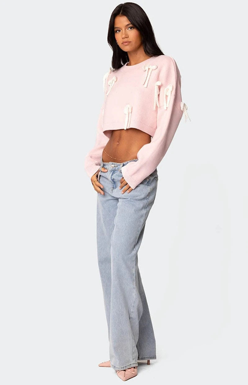 Edikted Chunky Bow Cropped Sweater