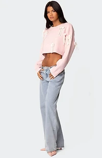 Edikted Chunky Bow Cropped Sweater