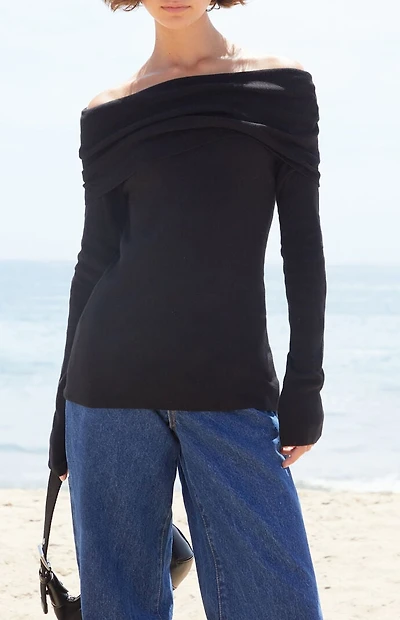 John Galt Black Renata Off-The-Shoulder Sweater