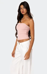 Edikted Kacey Strapless Waffle Tube Top