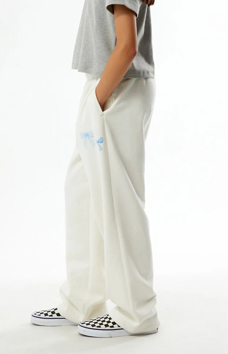 Pacsun Kids Off White Bows Baggy Sweatpants