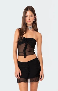 Edikted Solange Ruffle Mesh Tube Top