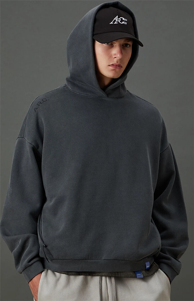 A.R.C. Black Vintage Wash Heavyweight Fleece Hoodie