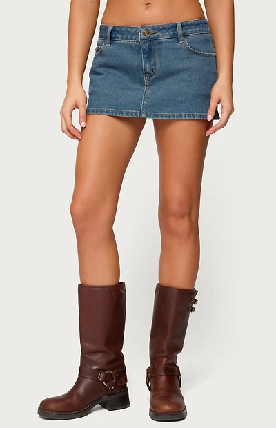 Edikted Josiee Stretchy Denim Mini Skort