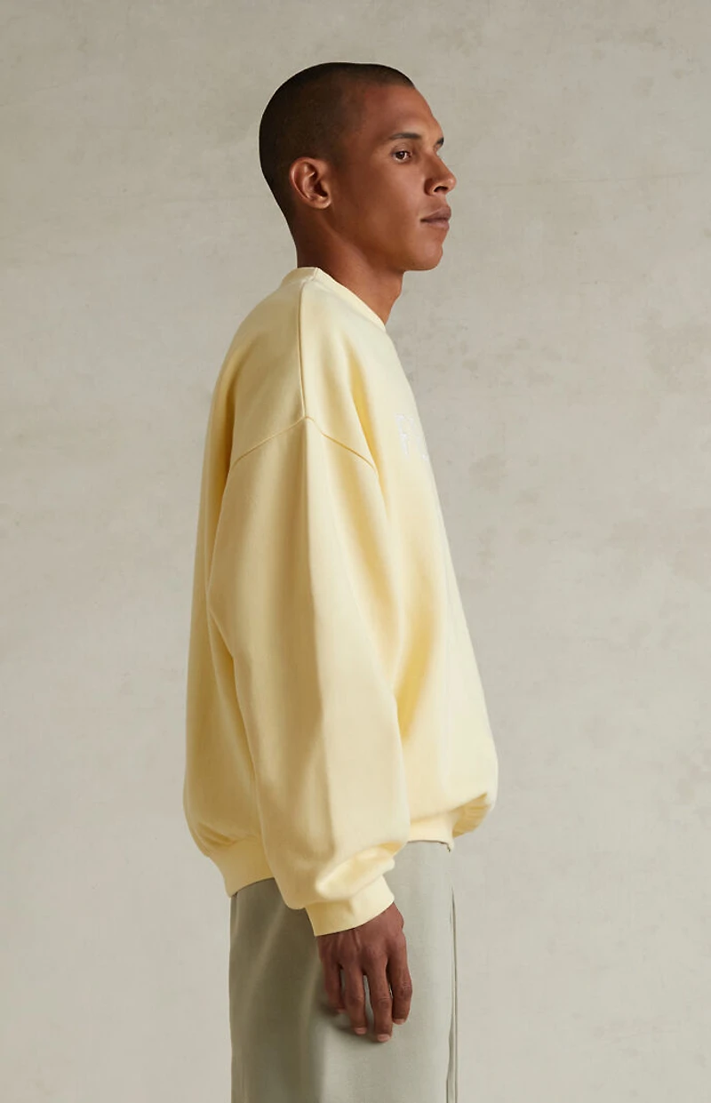 Fear of God ESSENTIALS Garden Yellow '90s Fit Fleece Crew Neck Sweatshirt