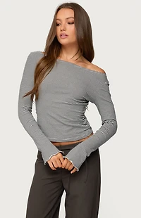 Edikted Leyna Striped Off Shoulder Top