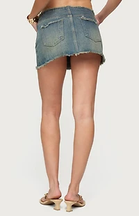 Edikted Levana Distressed Denim Mini Skirt