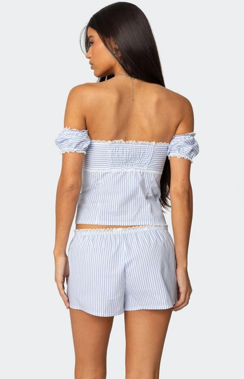 Edikted Taryn Off Shoulder Striped Top